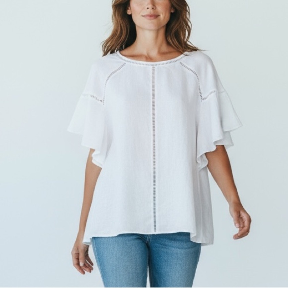 Symple Linen White Oversized Box Cut Airy Blouse